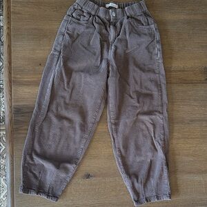 Boys Corduroy High-Waist Relaxed Pants - Brown